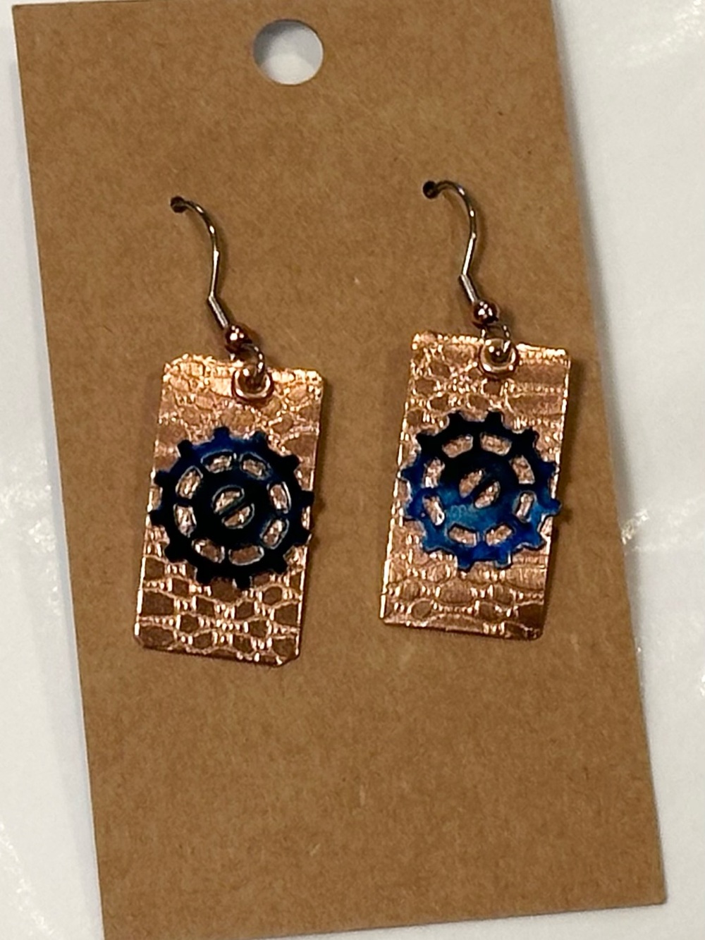 Spirit Wind Designs Copper Bicycle Gear Cog Dangle Earrings